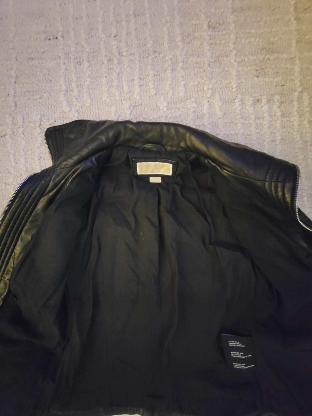 Michael Kors Black Quilted Leather Moto Jacket, Women's S - Picture 3 of 4
